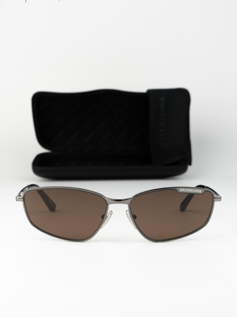 Balenciaga Men Sunglasses Ruthenium Brown Rectangle BB0277S 002 NEW AUTHENTIC